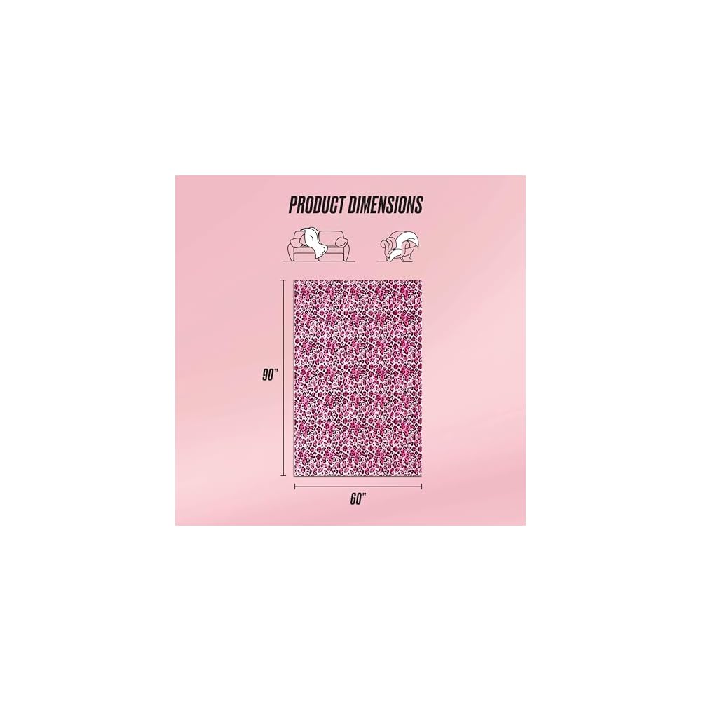 60" x 90" Oversized Plush Throw Blanket, Leopard Pink Designer Bed Blanket