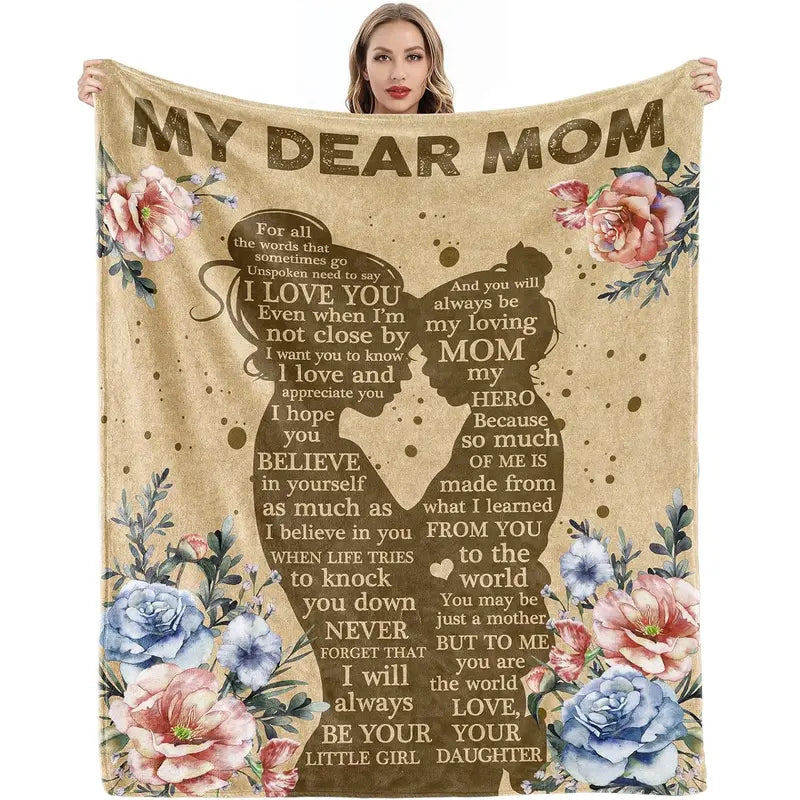 100% Polyester Double Fleece Flannel Throw Blanket - Soft, Cozy, Wrinkle-Resistant, Durable, Fade-Resistant, 1-Side Printed with Plain White Back, All Seasons, Holiday Themes, Home/Camping Indoor/Outdoor Gifts for Mom